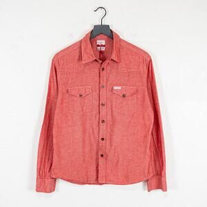 TOPO Designs Men's Chambray Mountain Shirt Red size Medium